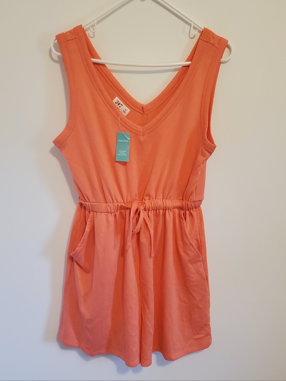 NWT Light Pink Romper Maurices V Neck Adjustable Waist Comfy